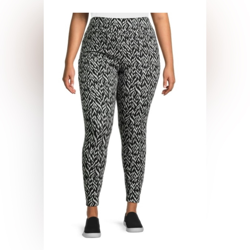 Terra & Sky Womens Plus High Rise Leggings Black & White Size 2X (20W-22W) NWT